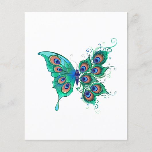 Butterfly met Green Peacock Feathers Flyer (Voorkant)