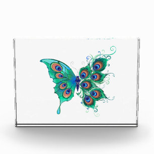 Butterfly met Green Peacock Feathers Fotoblokken