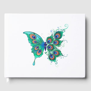 Butterfly met Green Peacock Feathers Gastenboek