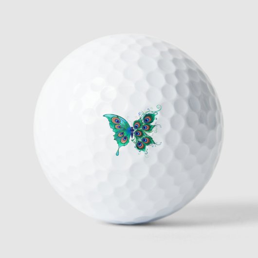 Butterfly met Green Peacock Feathers Golfballen (Voorkant)