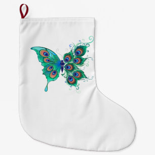 Butterfly met Green Peacock Feathers Grote Kerstsok
