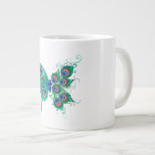 Butterfly met Green Peacock Feathers Grote Koffiekop (Voorkant rechts)
