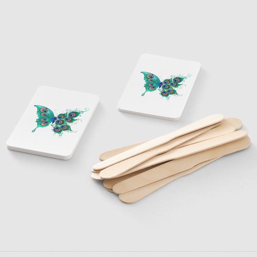 Butterfly met Green Peacock Feathers Handwaaier (Niet-gemonteerd)