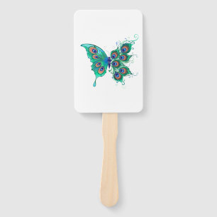 Butterfly met Green Peacock Feathers Handwaaier