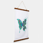 Butterfly met Green Peacock Feathers Hangend Wandkleed (Gebogen)