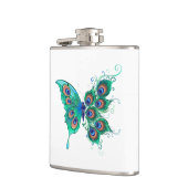 Butterfly met Green Peacock Feathers Heupfles (Links)