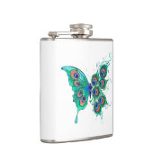 Butterfly met Green Peacock Feathers Heupfles (Rechts)