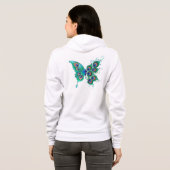 Butterfly met Green Peacock Feathers Hoodie (Achterkant volledig)