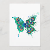 Butterfly met Green Peacock Feathers Informatiekaartje (Voorkant)