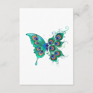 Butterfly met Green Peacock Feathers Informatiekaartje