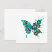 Butterfly met Green Peacock Feathers Kaart (Voorkant / Achterkant)