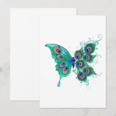 Butterfly met Green Peacock Feathers Kaart (Voorkant / Achterkant)