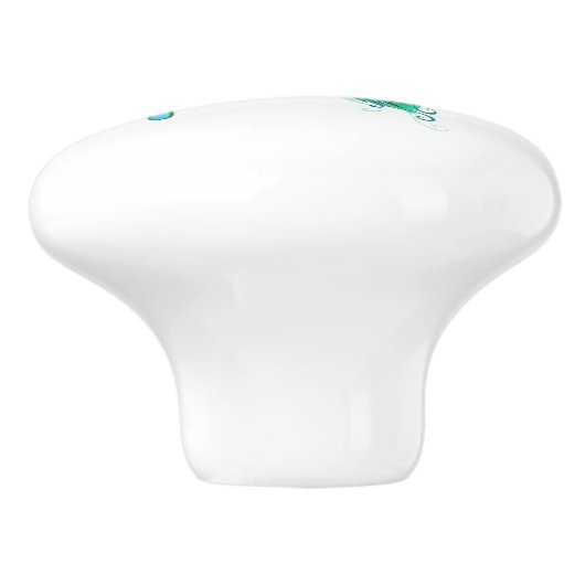 Butterfly met Green Peacock Feathers Keramische Knop (Zijkant)