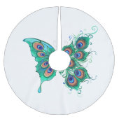 Butterfly met Green Peacock Feathers Kerstboom Rok (Voorkant)