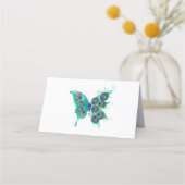 Butterfly met Green Peacock Feathers Klantenkaartje (Achterkant)