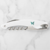 Butterfly met Green Peacock Feathers Kurkentrekker (Achterkant)