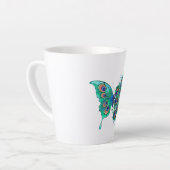 Butterfly met Green Peacock Feathers Latte Mok (Linkerhoek)