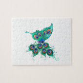 Butterfly met Green Peacock Feathers Legpuzzel (Horizontaal)