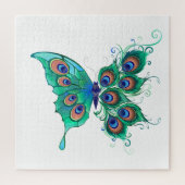 Butterfly met Green Peacock Feathers Legpuzzel (Verticaal)