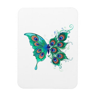 Butterfly met Green Peacock Feathers Magneet
