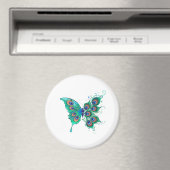 Butterfly met Green Peacock Feathers Magneet (Insitu (Vaatwasser))