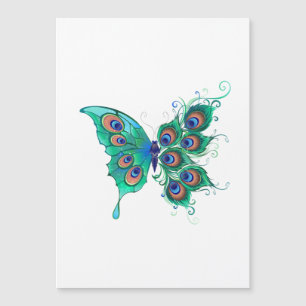 Butterfly met Green Peacock Feathers Magnetische Uitnodiging