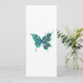 Butterfly met Green Peacock Feathers Menu (Staand voorkant)