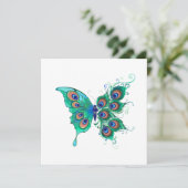 Butterfly met Green Peacock Feathers Menu (Staand voorkant)