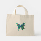 Butterfly met Green Peacock Feathers Mini Tote Bag (Achterkant)
