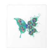 Butterfly met Green Peacock Feathers Notitieblok (Voorkant)