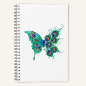 Butterfly met Green Peacock Feathers Notitieboek (Voorkant)