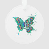 Butterfly met Green Peacock Feathers Ornament (achterkant)