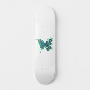 Butterfly met Green Peacock Feathers Persoonlijk Skateboard