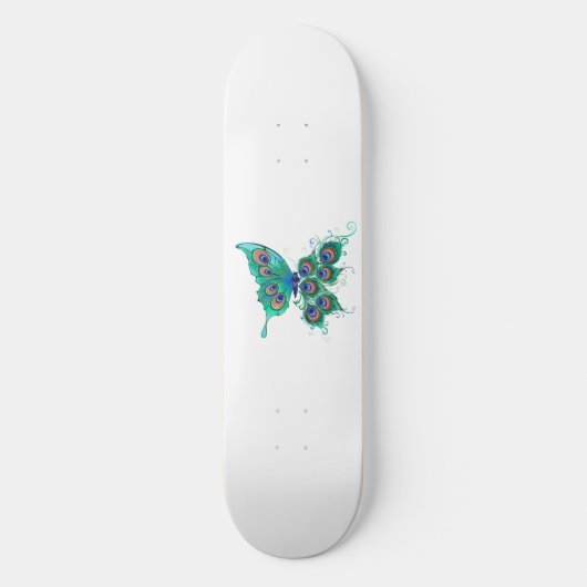 Butterfly met Green Peacock Feathers Persoonlijk Skateboard (Voorkant)