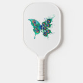 Butterfly met Green Peacock Feathers Pickleball Paddle (Achterkant)
