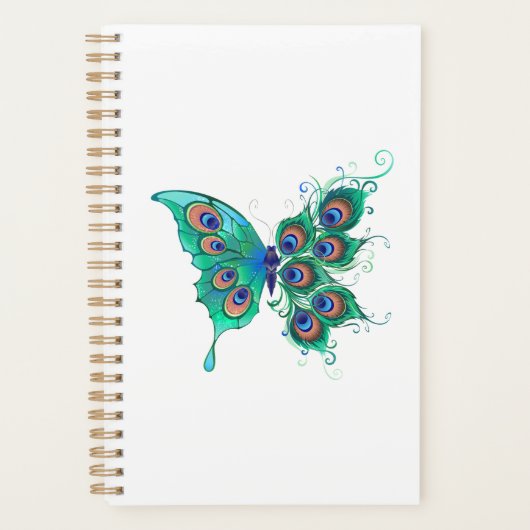 Butterfly met Green Peacock Feathers Planner (Voorkant)
