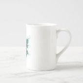 Butterfly met Green Peacock Feathers Porselein Kop (Rechts)