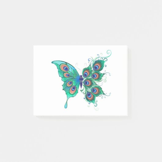 Butterfly met Green Peacock Feathers Post-it® Notes (Voorkant)