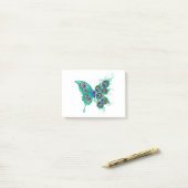 Butterfly met Green Peacock Feathers Post-it® Notes (Op bureau)