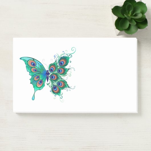 Butterfly met Green Peacock Feathers Post-it® Notes (Kantoor)