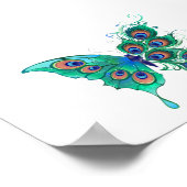 Butterfly met Green Peacock Feathers Poster (Hoek)