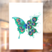 Butterfly met Green Peacock Feathers Raamsticker (Vel 2)