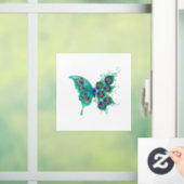 Butterfly met Green Peacock Feathers Raamsticker (Huis)