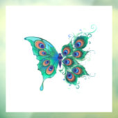 Butterfly met Green Peacock Feathers Raamsticker (Vel 3)