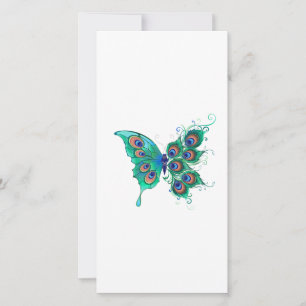 Butterfly met Green Peacock Feathers Save The Date