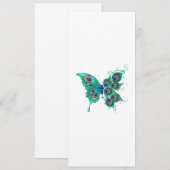 Butterfly met Green Peacock Feathers Save The Date (Voorkant / Achterkant)