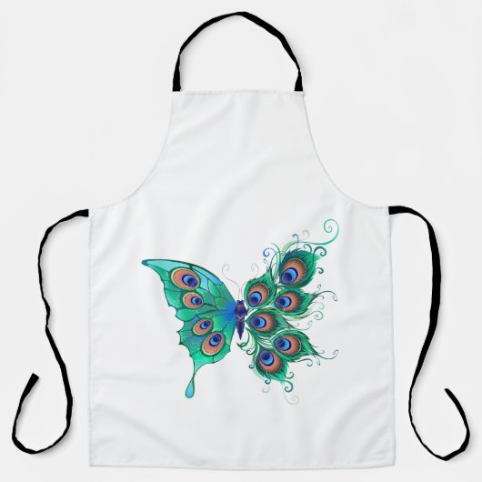 Butterfly met Green Peacock Feathers Schort (Voorkant)