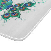 Butterfly met Green Peacock Feathers Snijplank (Hoek)