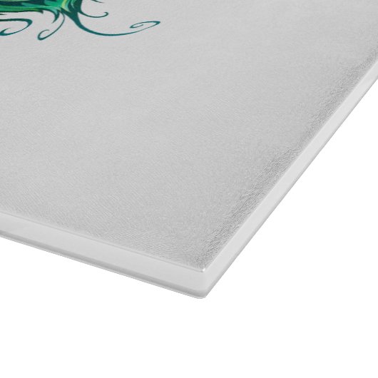 Butterfly met Green Peacock Feathers Snijplank (Hoek)