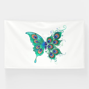 Butterfly met Green Peacock Feathers Spandoek